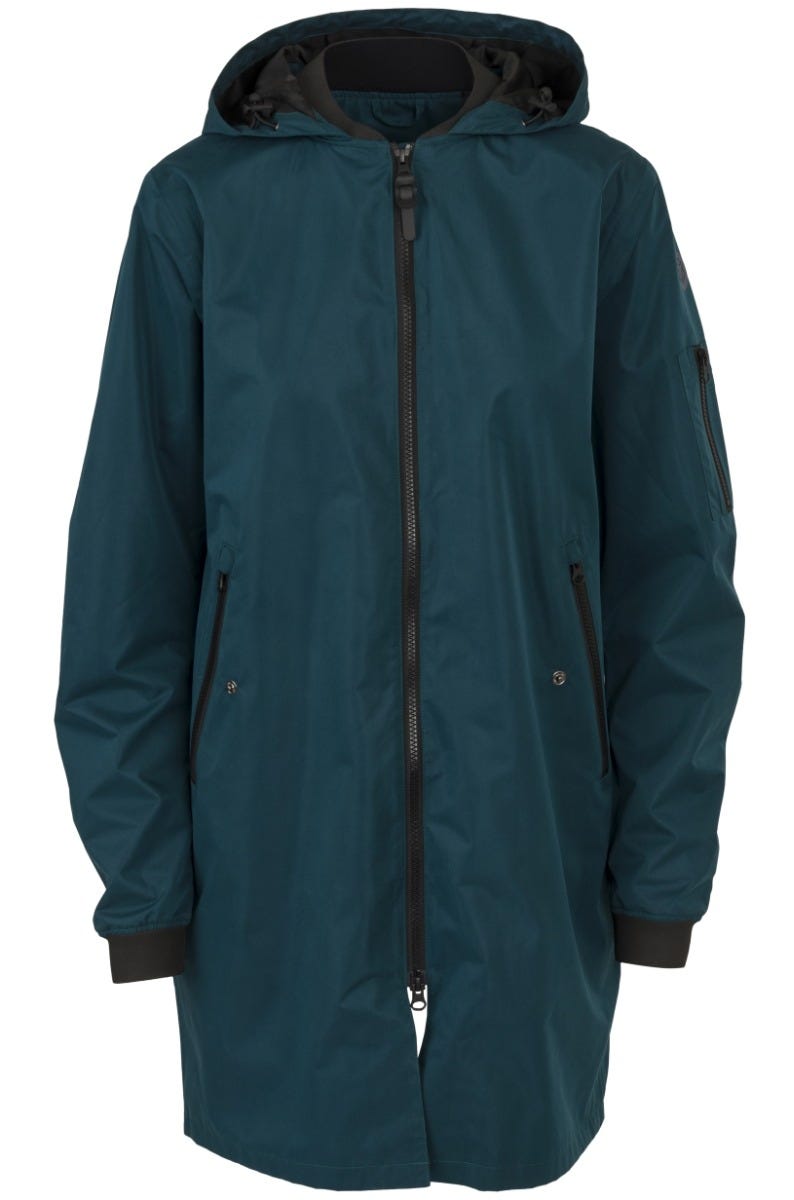 Puch lang bomber regenjas dames deep sea groen