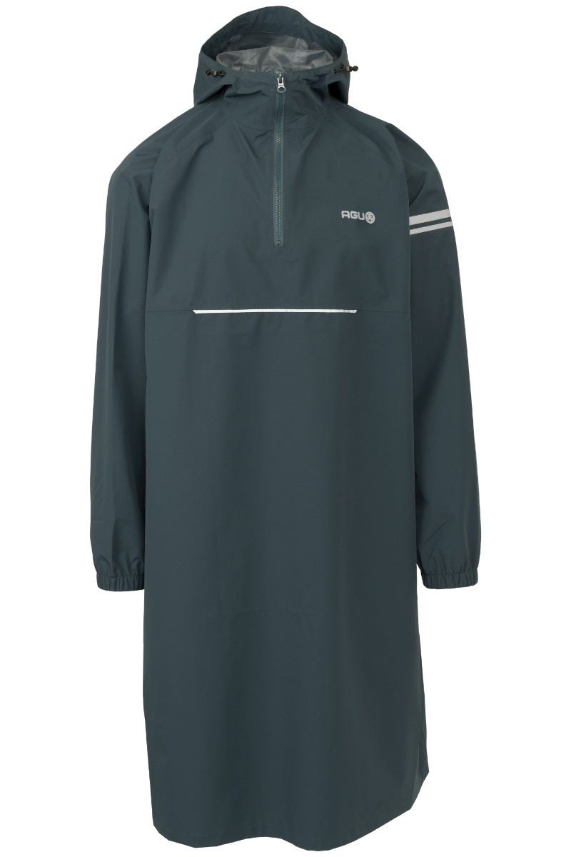 Agu lange mouw regen poncho deep sea green
