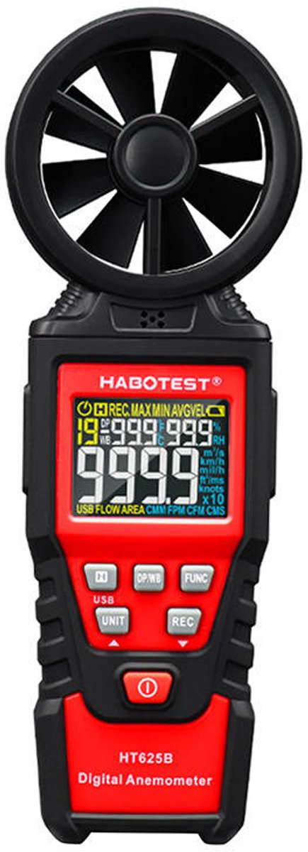 Habotest windsnelheidsmeter digitale anemometer ht625b voor toepassingen