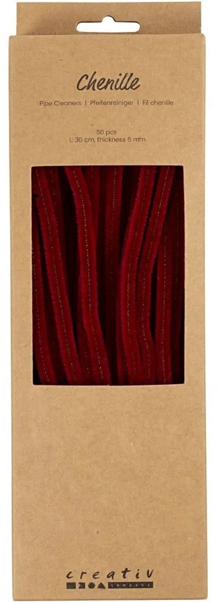 Creativ Company Chenille 6mm x 30cm dunkelrot - 50 Stk.