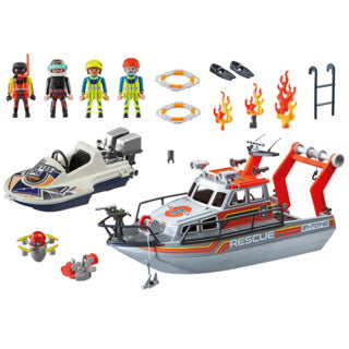 Playmobil 70140 Seenotrettung: Feuerwehreinsatz mit Rettungskreuzer