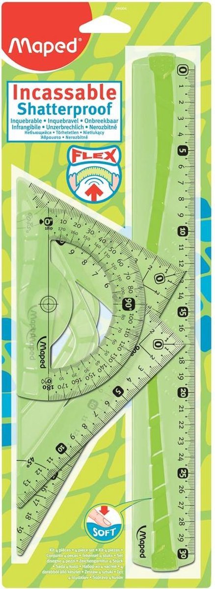 Maped Office Flex-Set mit 1 x 30 cm Lineal und 2 x 21 cm Dreieckswinkelmesser