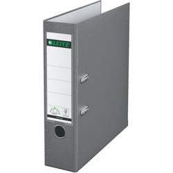 Ordner leitz 1010 karton breedte 8cm grijs insteeketiket grijpgat