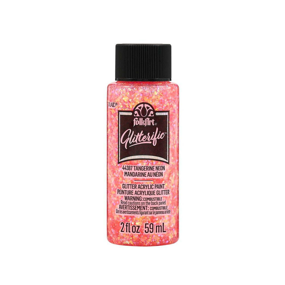 Folkart • Glitzernde Acrylfarbe Neon-Mandarine 59 ml