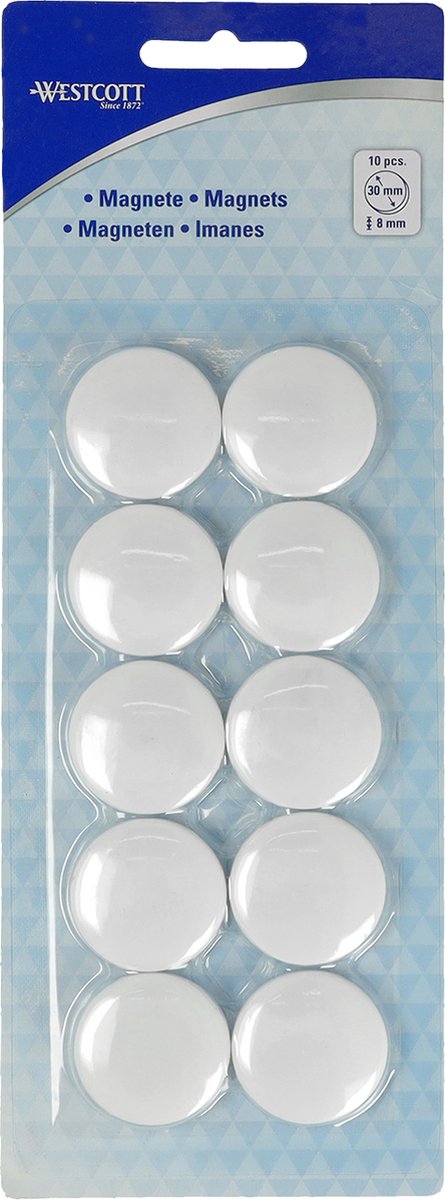 Westcott-Magnete – ø 30 x 8 mm – weiß – 10 Stück – ac-e10816