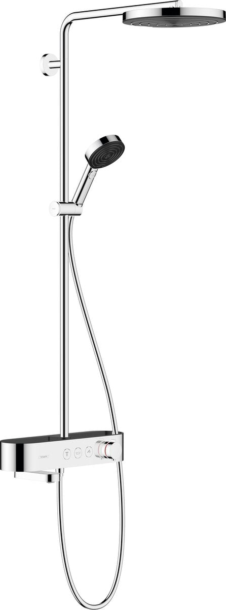 Hansgrohe Pulsify S Showerpipe 260 1jet mit Wannenthermostat Duschtablett Select 400 Chrom