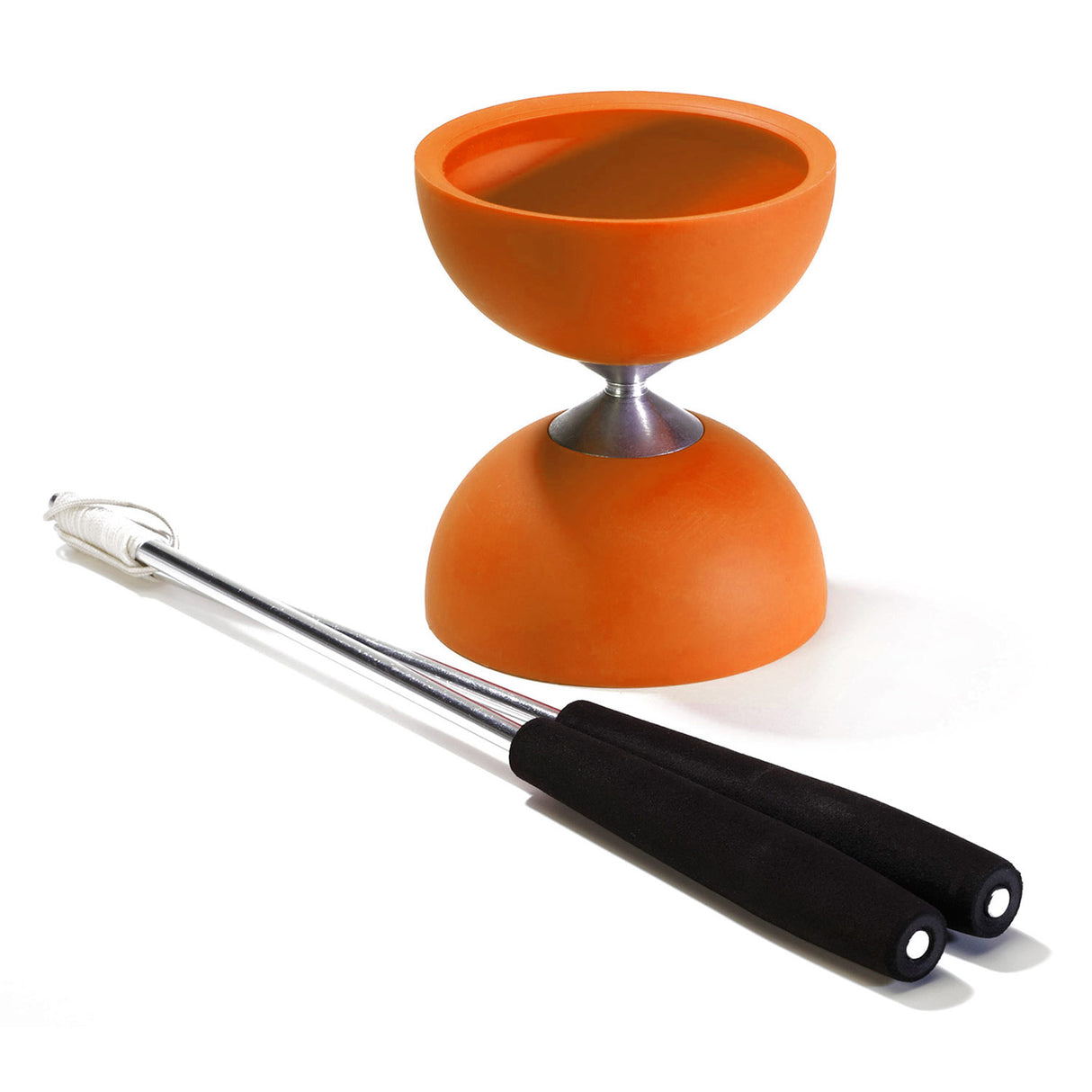 Diabolo en caoutchouc eureka avec bâtons en aluminium orange