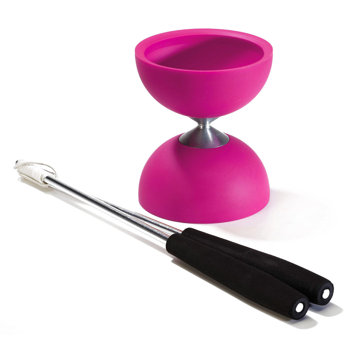 Eureka rubber diabolo met aluminium stokken - roze