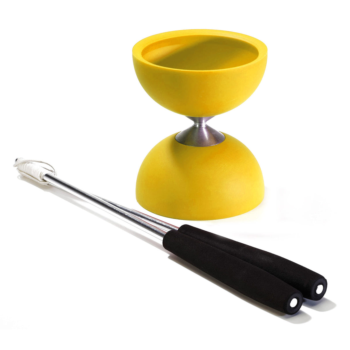 Diabolo en caoutchouc eureka avec bâtons en aluminium jaune