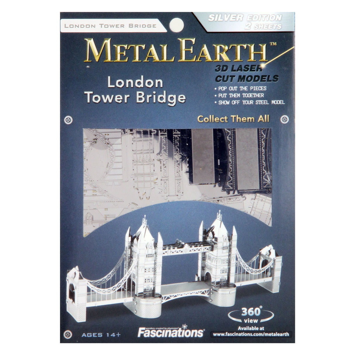 Eurea Metal Äerd London Tower Bridge Silver Editioun