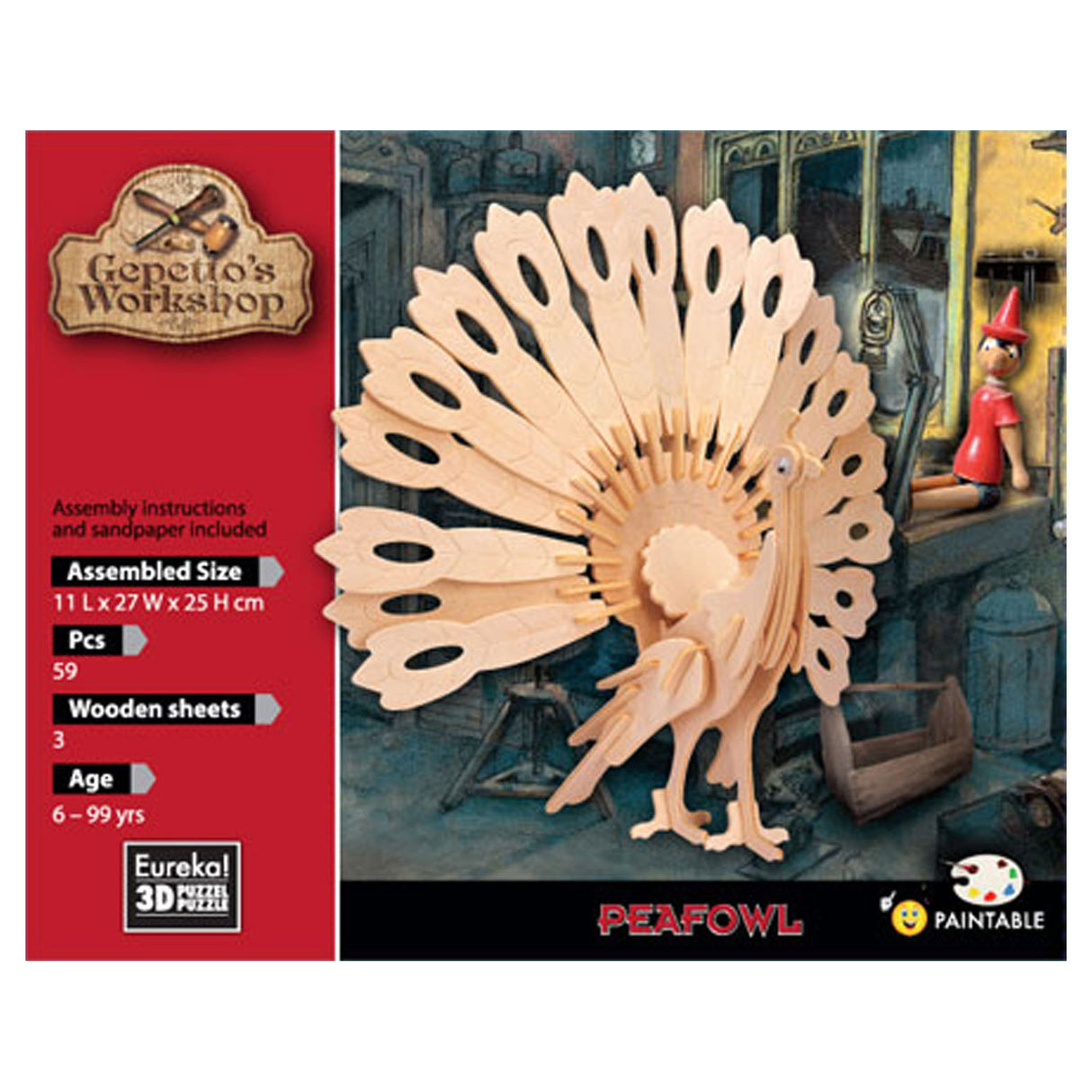 Eureka Gepetto's Workshop Holzbausatz 3D – Pfau
