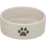 Trixie food bowl Drinking bin dog Poot motif Ceramic light gray gray