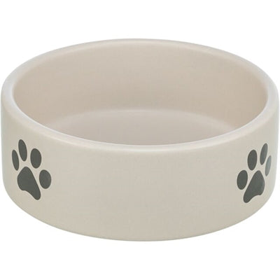 Trixie Food Bowl Trinkbehälter Hunde Poot Motiv Keramik hellgrau