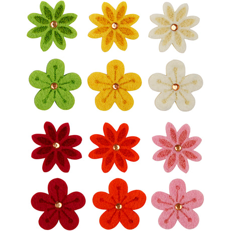 Creativ Company Filzblumen mit Strasssteinen, D 30 mm, Stärke 2,5 mm, 120 Stück 1 Box