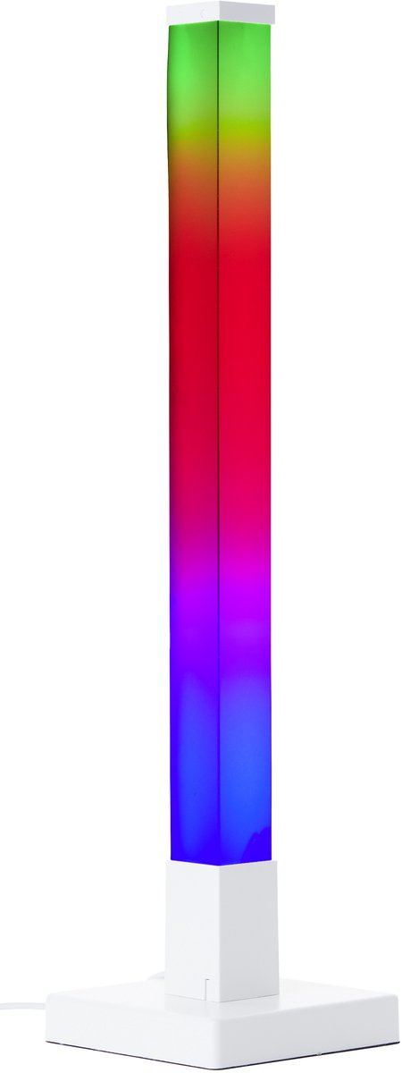 Brilliant Neele – Tischlampe – 50 cm – LED 3 W – RGB – dimmbar – Musiksensor – Fernbedienung – weiß