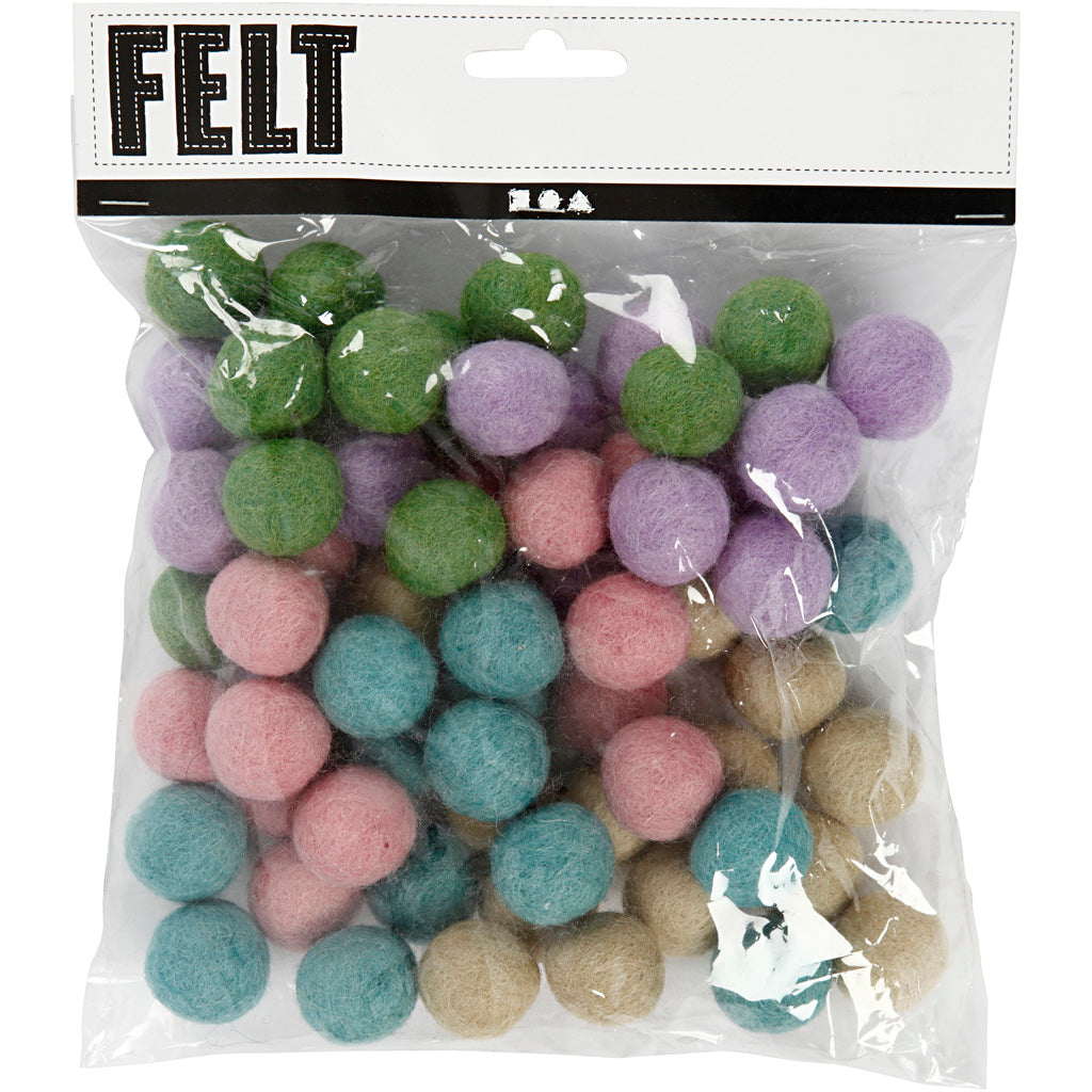 Creativ Company Wollperlen, D 20 mm, Pastellfarben, 64 Stück 1 Box