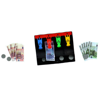 Osa Private Label Spielgeld Deluxe Set Münzen Banknoten Euro und Dollar sortiert | 6 Stück