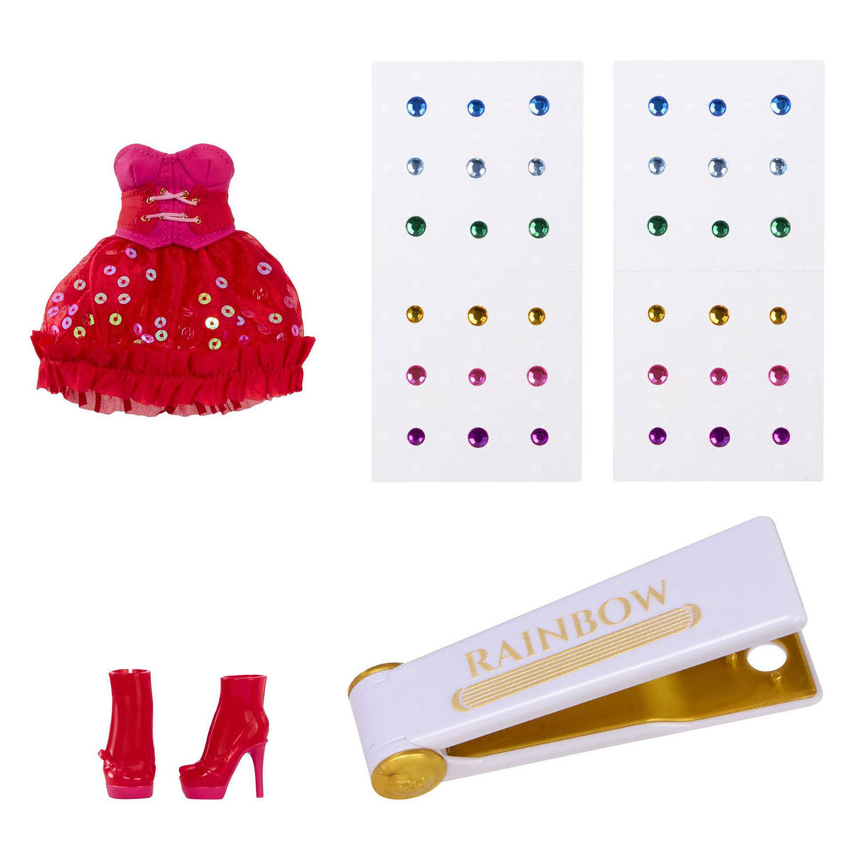 Rainbow High Be Dazzling Fashion Dolls – Vivienne Rouge (rot) mit Blendwerkzeug und glitzernden Strasssteinen