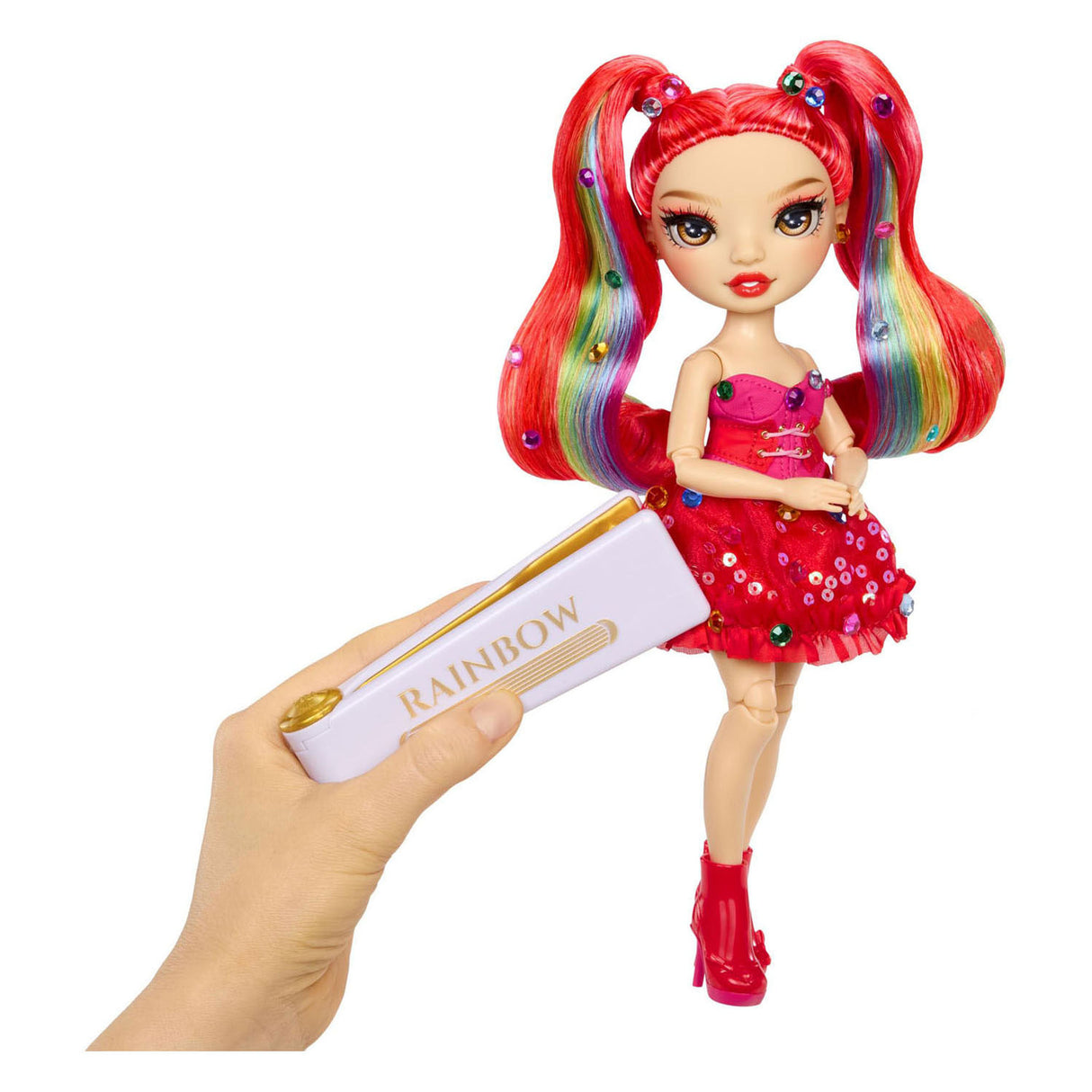 Rainbow High Be Dazzling Fashion Dolls – Vivienne Rouge (rot) mit Blendwerkzeug und glitzernden Strasssteinen