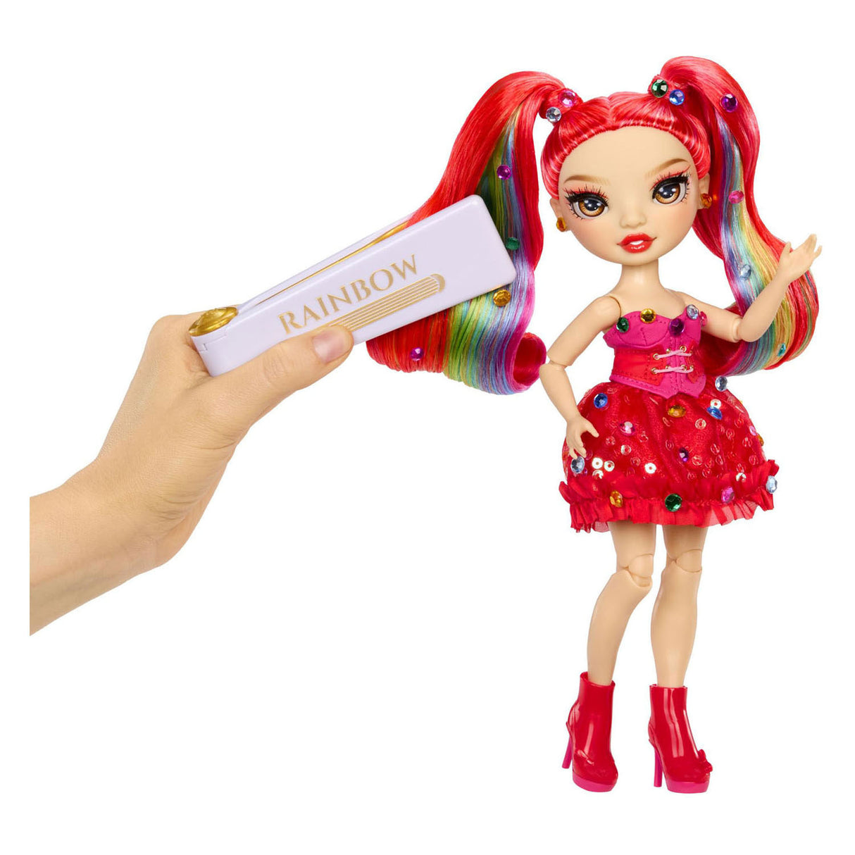 Rainbow High Be Dazzling Fashion Dolls – Vivienne Rouge (rot) mit Blendwerkzeug und glitzernden Strasssteinen