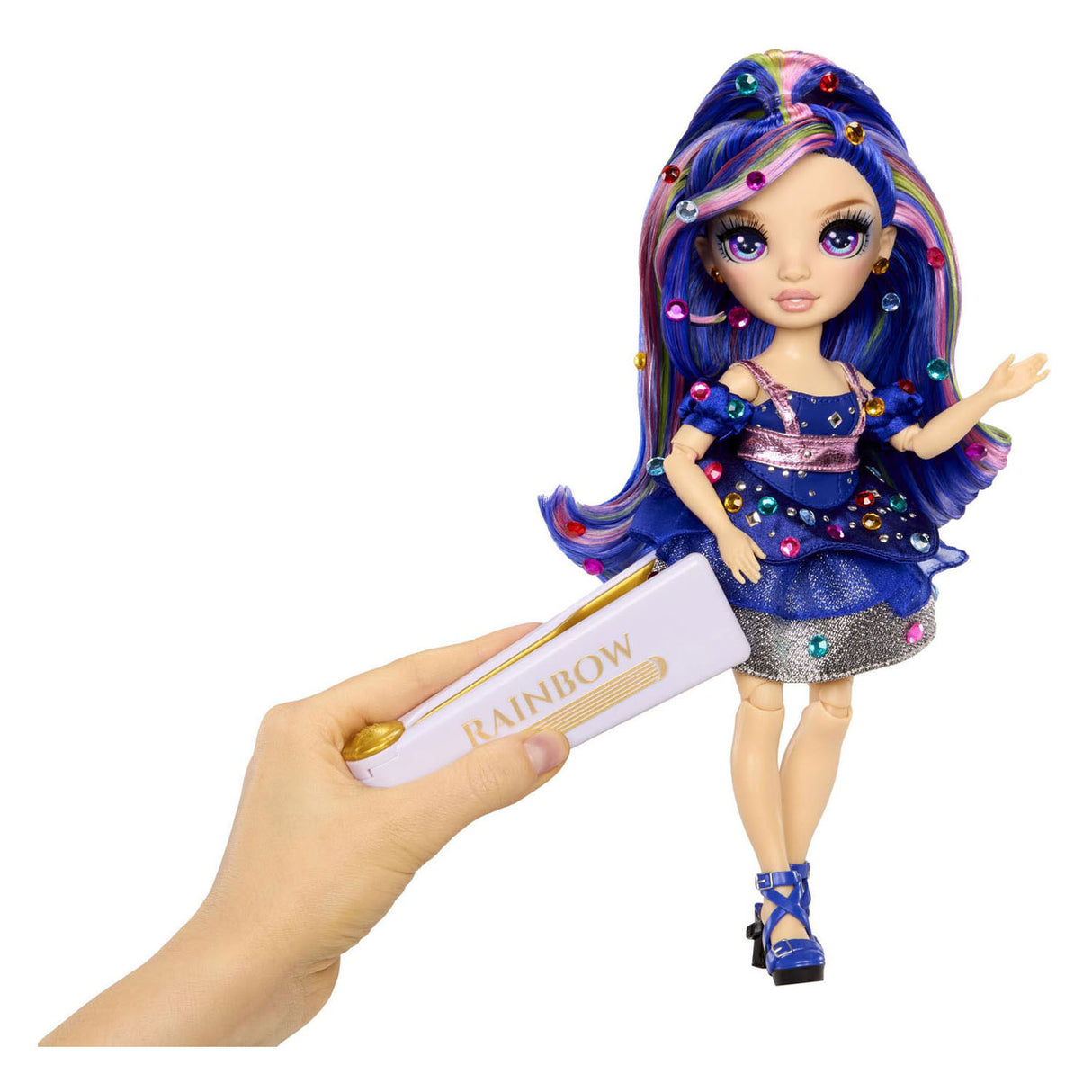Rainbow High Be Dazzling Modepuppen – Genevieve Bleue (blau) mit Blendwerkzeug und glitzernden Strasssteinen