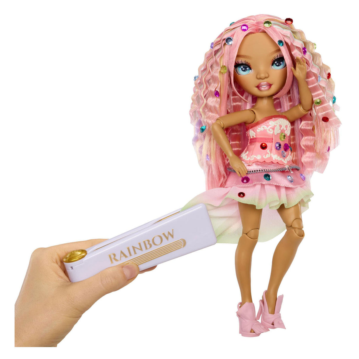 Rainbow High Be Dazzling Fashion Dolls – Adeline Rose (Rosa) mit Blendwerkzeug und glitzernden Strasssteinen
