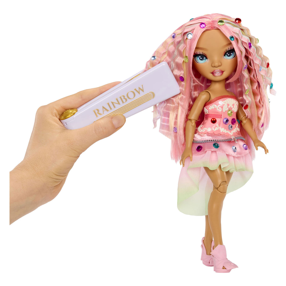 Rainbow High Be Dazzling Fashion Dolls – Adeline Rose (Rosa) mit Blendwerkzeug und glitzernden Strasssteinen