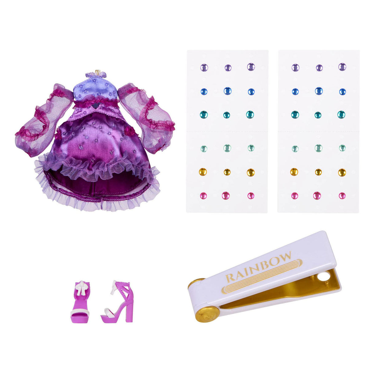 Rainbow High Be Dazzling Fashion Dolls – Noémie Violette (lila) mit Blendwerkzeug und glitzernden Strasssteinen