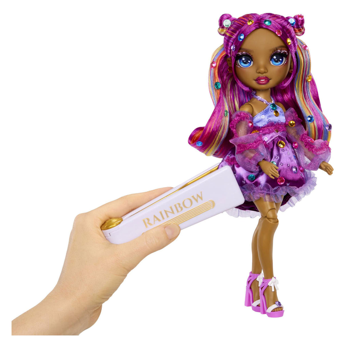 Rainbow High Be Dazzling Fashion Dolls – Noémie Violette (lila) mit Blendwerkzeug und glitzernden Strasssteinen