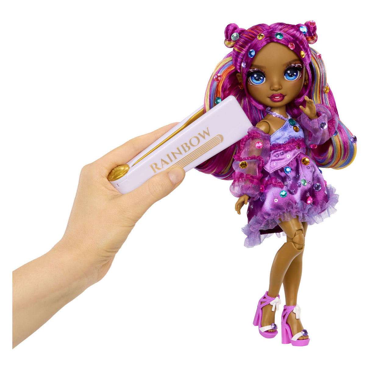 Rainbow High Be Dazzling Fashion Dolls – Noémie Violette (lila) mit Blendwerkzeug und glitzernden Strasssteinen