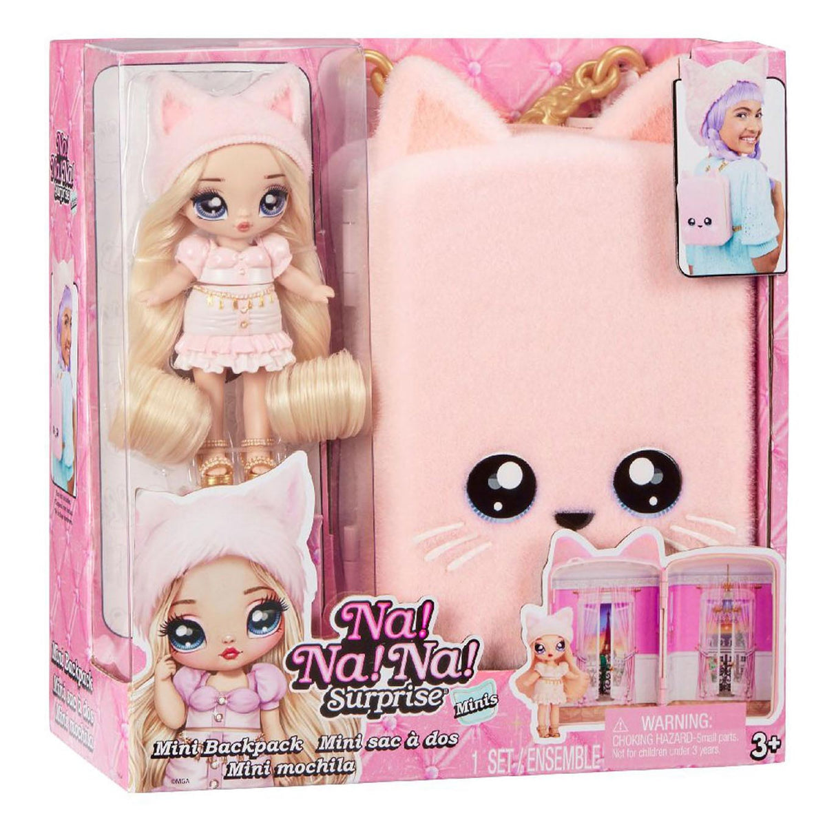 Mgo-Unterhaltung! nach! nach! Überraschungsspielset mit Mini-Rucksack – Pariser Kätzchen