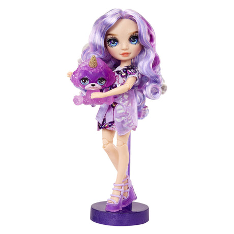 Rainbow High klassische Modepuppe – 28 cm – violett (lila) – mit Schleim-Set und Tier