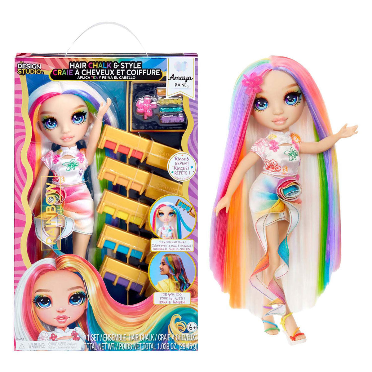 Mga Entertainment Rainbow High-Fashion-Puppe mit Haarkreide – Amaya Rainbow