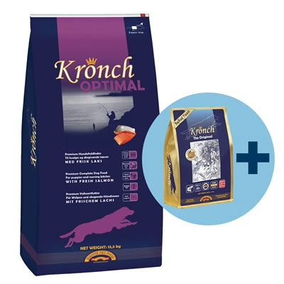 Chiot optimal kronch avec des collations de saumon kronch gratuits