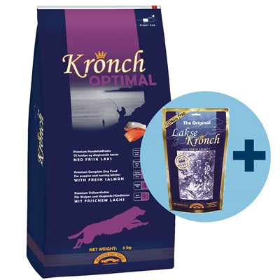 Chiot optimal kronch avec des collations de saumon kronch gratuits