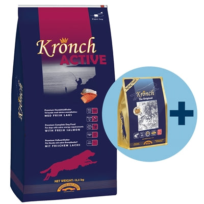 Kronch aktiv voksen med gratis Kronch 100% laks snacks