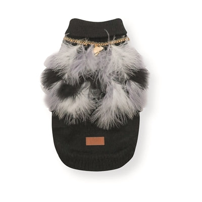 Croci Hundepullover mit Federn in Schwarz und Weiß