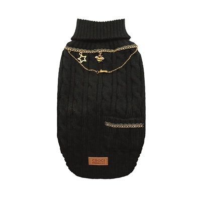 Maglione per cani croci con oro a catena nero colorato