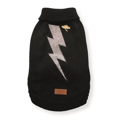 Croci Dog Sweater Thunder Lightning Bolt Black