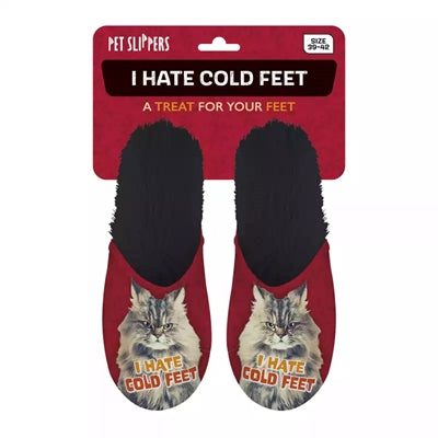 Slipper Ich hasse kalte Füße rot schwarz