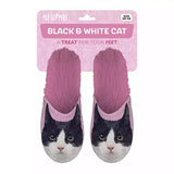Slipper schwarz weiß Katze rosa