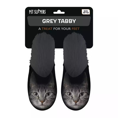 Slipper graue Katze schwarz