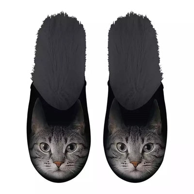 Slipper graue Katze schwarz