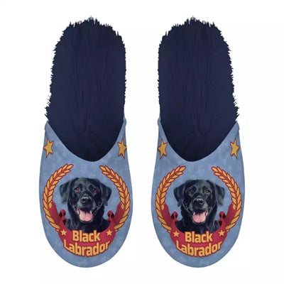 Slipper schwarz Labrador dunkelblau