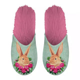 Hausschuhe Hase grün rosa