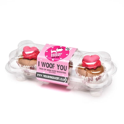 The barking bakery the barking bakery i woof you valentine mini iced woofins trio assorti