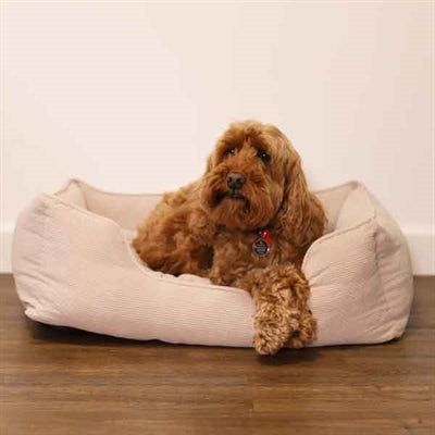 Rosewood 40 Winks Dog Basket Ribstof Beige