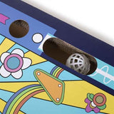 Rosenholz-Kratzbrett und Spielbahn, Flipperautomat, blau