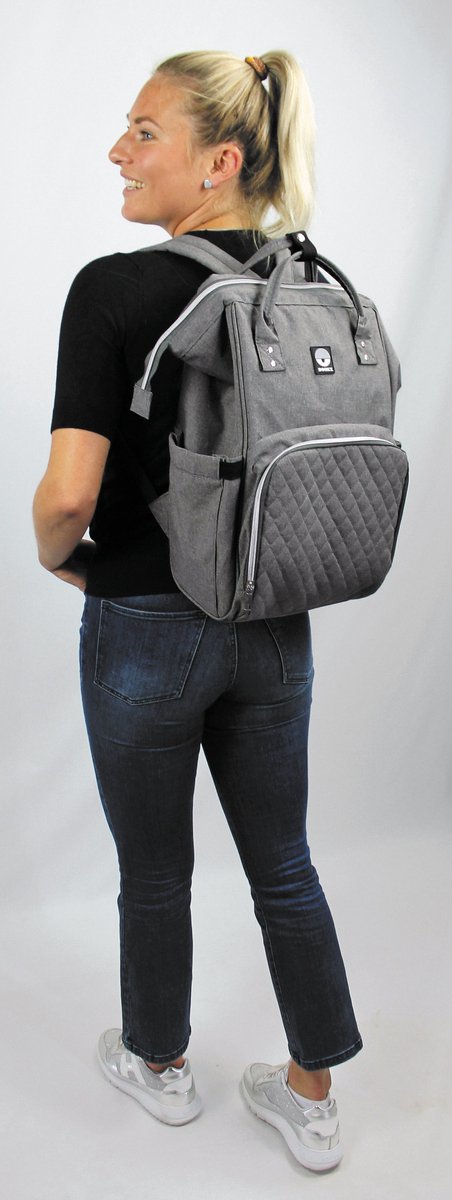 Dooky Wickeltasche – Rucksack – Graumelange – inklusive Wickelunterlage
