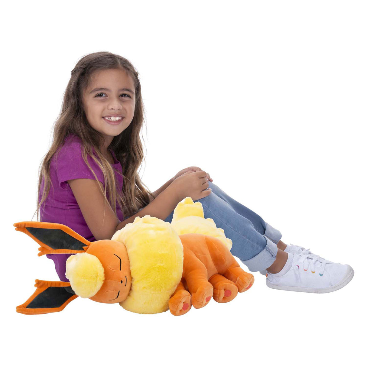 Jazwares schlafendes Pokémon-Kuscheltier aus Plüsch, Flareon, 45 cm